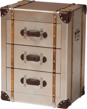 Baxton Studio Naylor Vintage Cabinet, 3-Drawer, Bronze