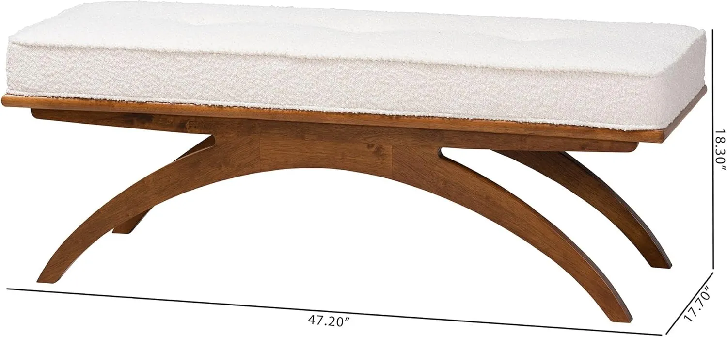 Baxton Studio Orella Bench & Banquette, One Size, Cream/Walnut Brown