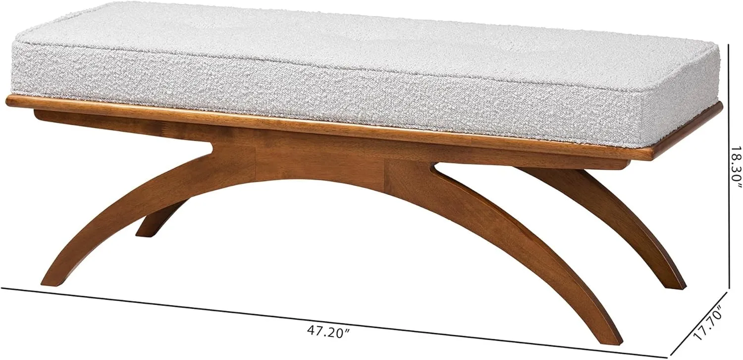 Baxton Studio Orella Bench & Banquette, One Size, Light Grey/Walnut Brown