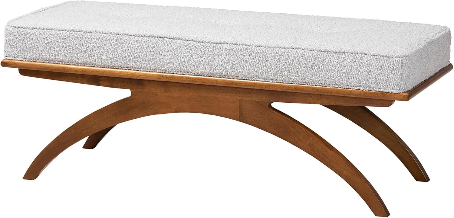 Baxton Studio Orella Bench & Banquette, One Size, Light Grey/Walnut Brown