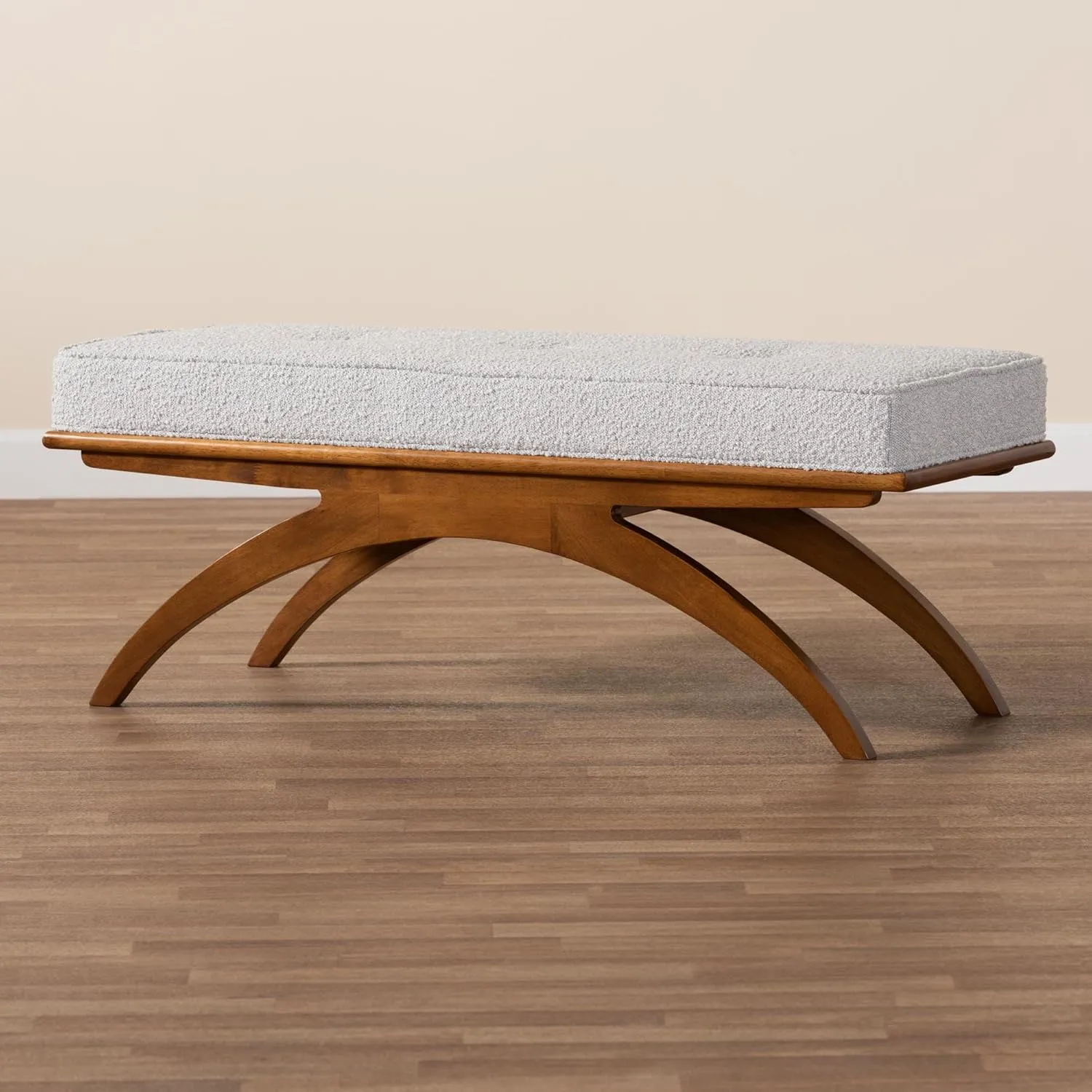 Baxton Studio Orella Bench & Banquette, One Size, Light Grey/Walnut Brown