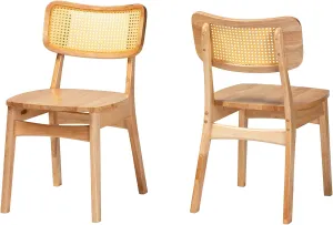 Baxton Studio Tadeo Dining Chairs, Set of 2, Oak Brown/Light Brown