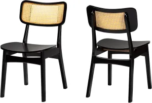 Baxton Studio Tafari Dining Chairs, Set of 2, Dark Brown/Light Brown