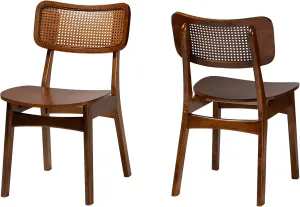 Baxton Studio Tafari Dining Chairs, Set of 2, Walnut Brown/Light Brown