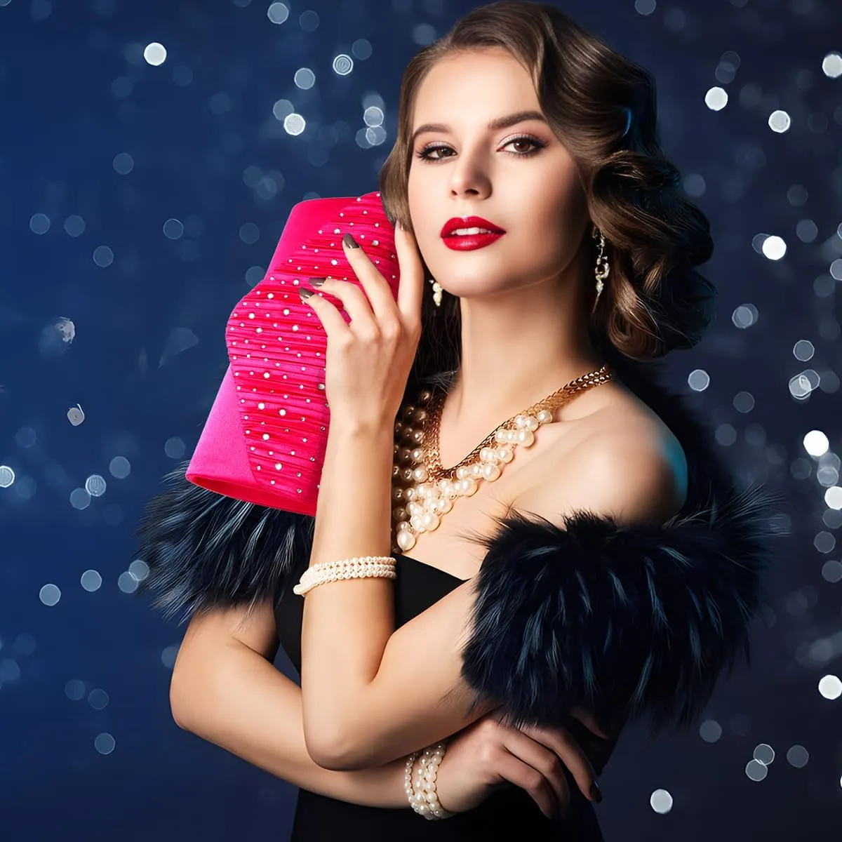 BBjinronjy Clutch Purses for Women Evening Bag Formal Rhinestone Handbags for Wedding Party Cocktail Prom Dinner