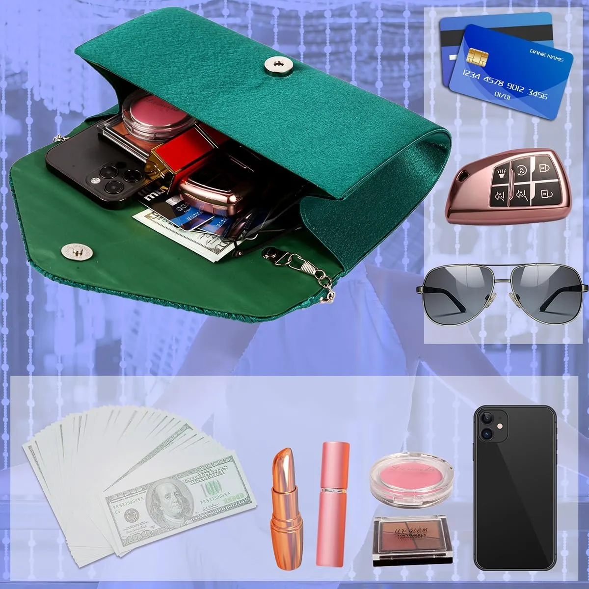 BBjinronjy Clutch Purses for Women Evening Bag Formal Rhinestone Handbags for Wedding Party Cocktail Prom Dinner