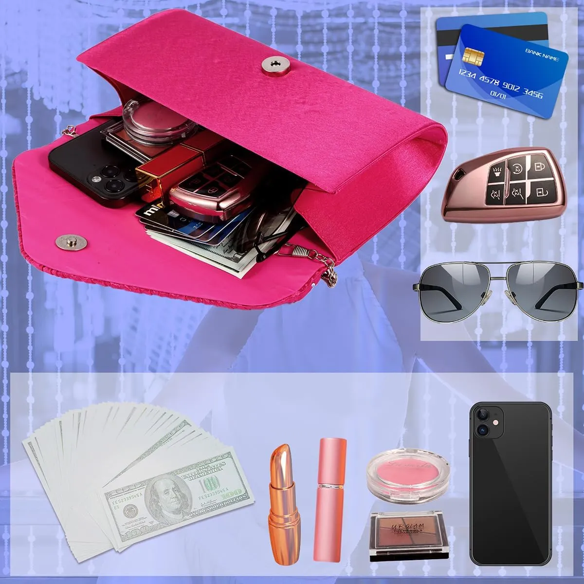 BBjinronjy Clutch Purses for Women Evening Bag Formal Rhinestone Handbags for Wedding Party Cocktail Prom Dinner