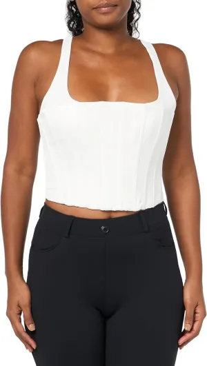 BCBGMAXAZRIA womens Sleeveless Square Neck Corset Top