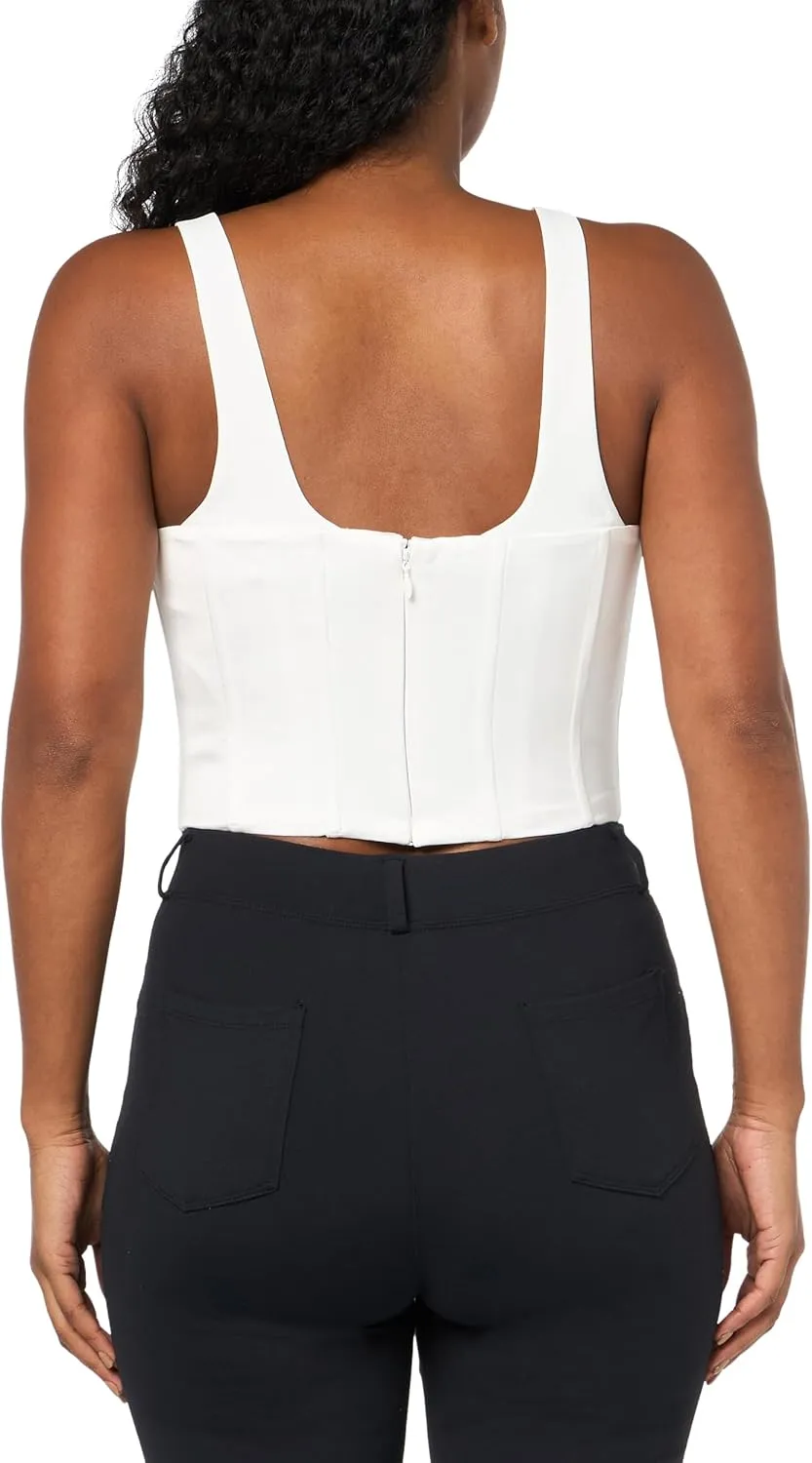 BCBGMAXAZRIA womens Sleeveless Square Neck Corset Top