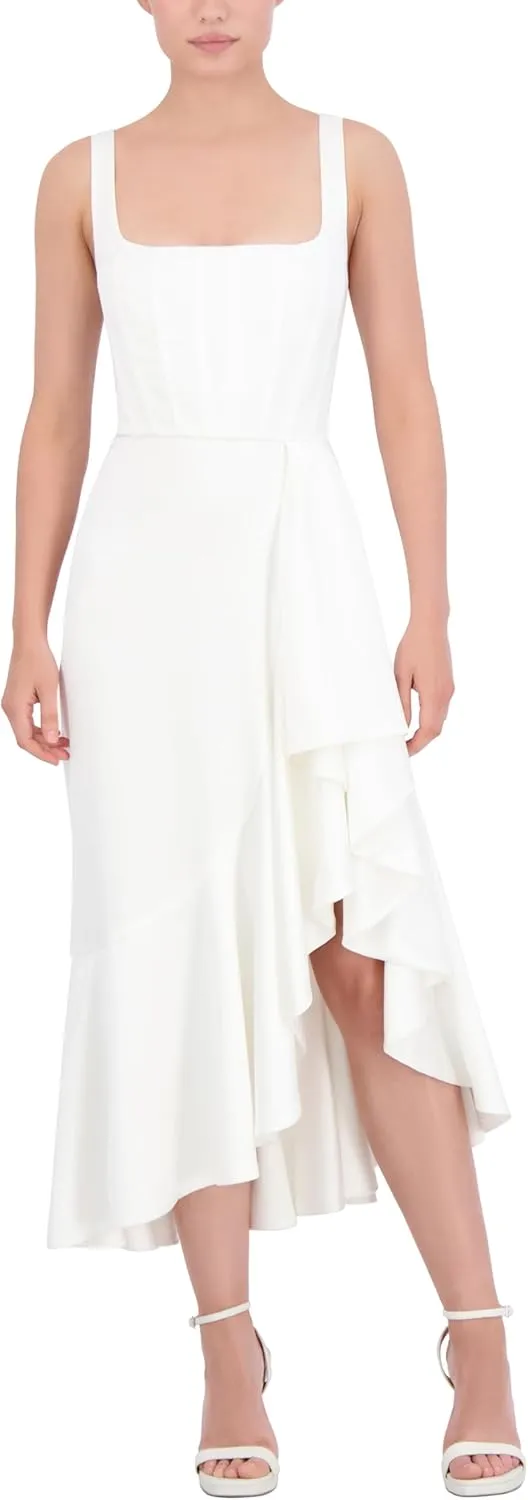 BCBGMAXAZRIA Women's Sleeveless Square Neck Midi Cocktail Dress