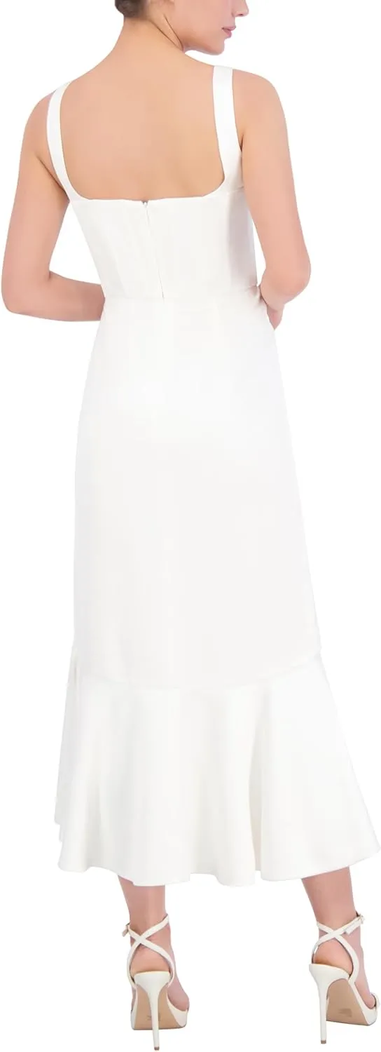 BCBGMAXAZRIA Women's Sleeveless Square Neck Midi Cocktail Dress