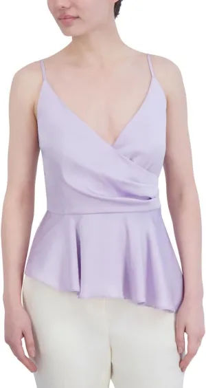 BCBGMAXAZRIA Women's Sleeveless Surplice Neck Peplum Top