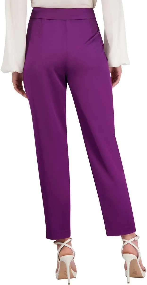 BCBGMAXAZRIA Women's Stretch Satin Slim Cigarette Pants