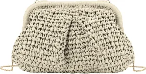 Beach Chic Women's Raffia Straw Dumpling Clutch Stylish Summer Vacation Crossbody Bag Rattan Purse