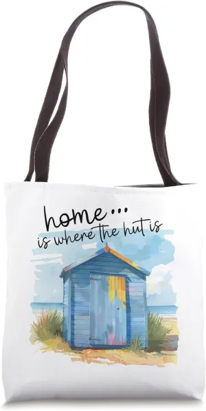 Beach hut sweet home quote summer vacation by the seaside Tote Bag
