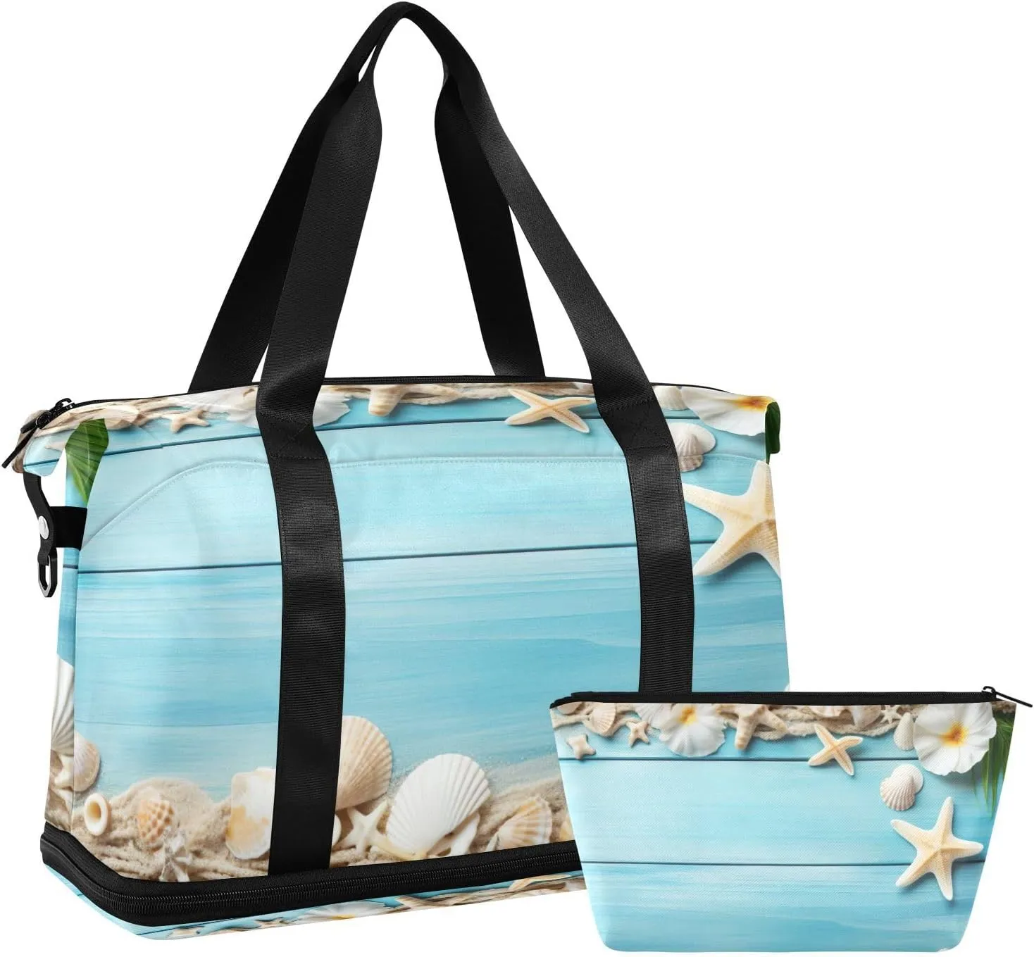 Beach Wooden Duffel Bag Lightweight Carry On Gym Bags for Travel and Weekends, Versatile Overnight Bag with Shoe Compartment