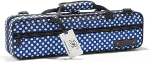 Beaumont Blue Polka Dot Flute Case - Lightweight Canvas C Case With Shoulder Strap for Yamaha, Jupiter, Trevor James Flute