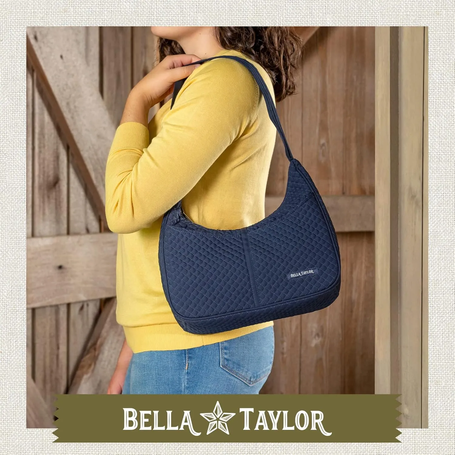 Bella Taylor Blakely - Hobo Shoulder Bag for Women - Lightweight Quilted Fabric Purse with Pockets