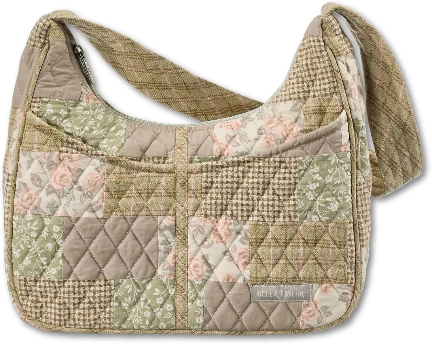Bella Taylor Blakely - Hobo Shoulder Bag for Women - Lightweight Quilted Fabric Purse with Pockets