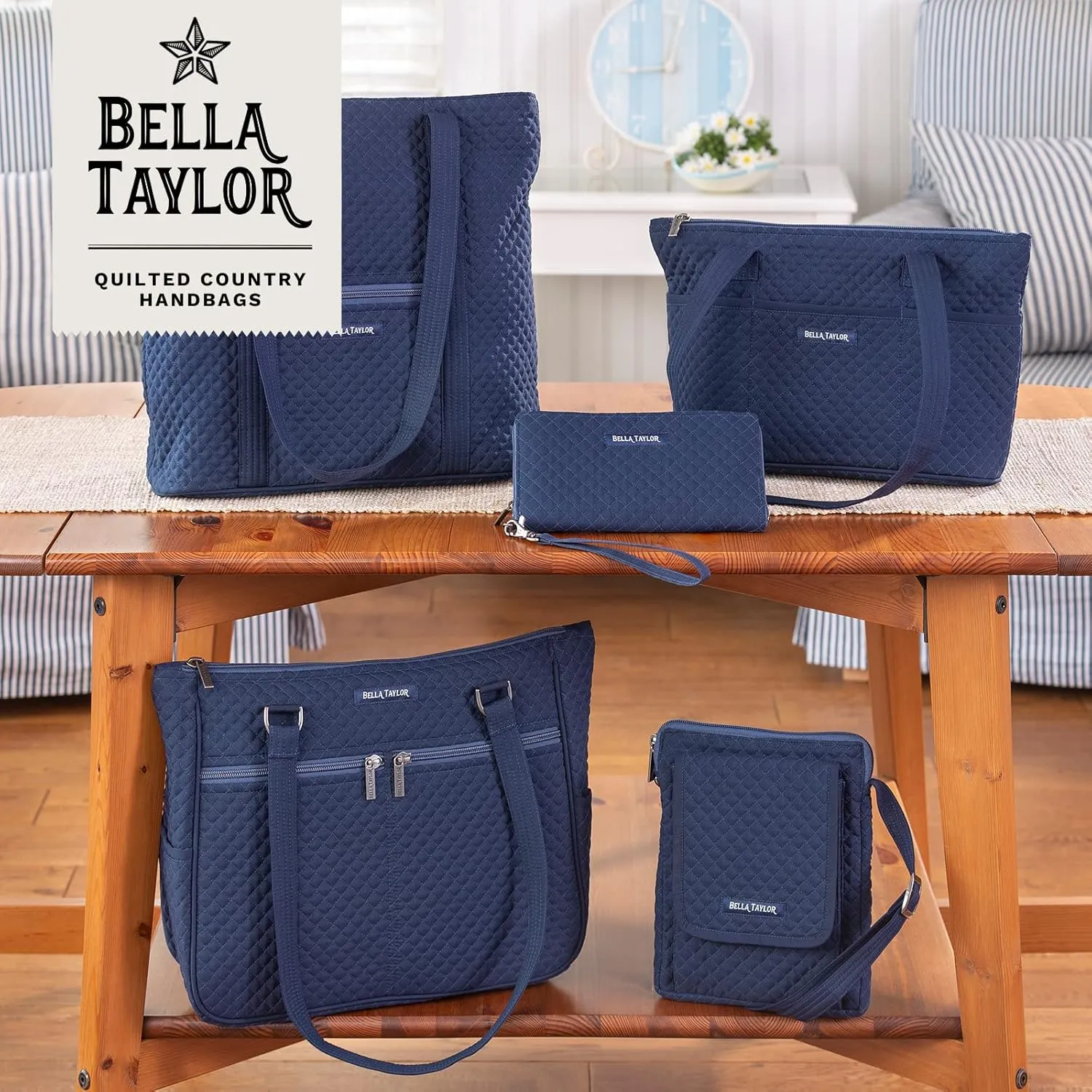Bella Taylor Blakely - Hobo Shoulder Bag for Women - Lightweight Quilted Fabric Purse with Pockets