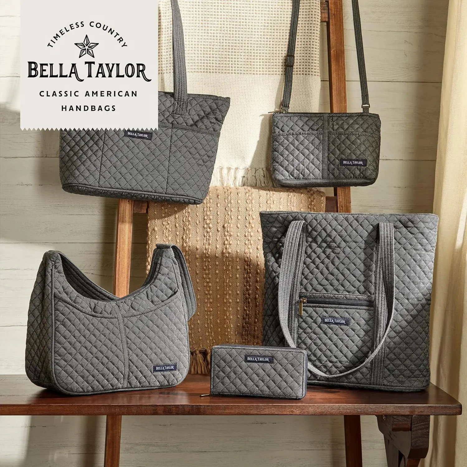 Bella Taylor Everyday Tote | Lightweight Quilted Fabric Handbags for Women