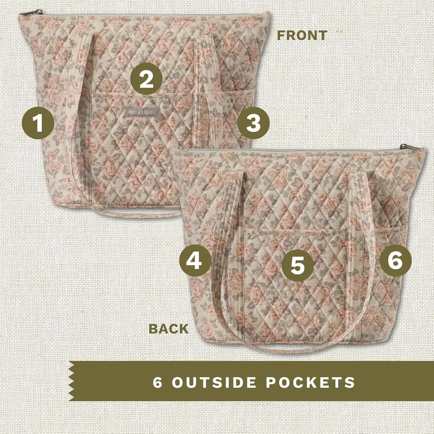 Bella Taylor Stride Tote | Lightweight Quilted Fabric Handbags for Women