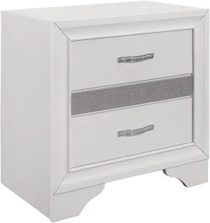 Benjara BM295558 26 in. ANI Modern 2 Drawer Nightstand, Hidden Jewelry Drawer, White Frame