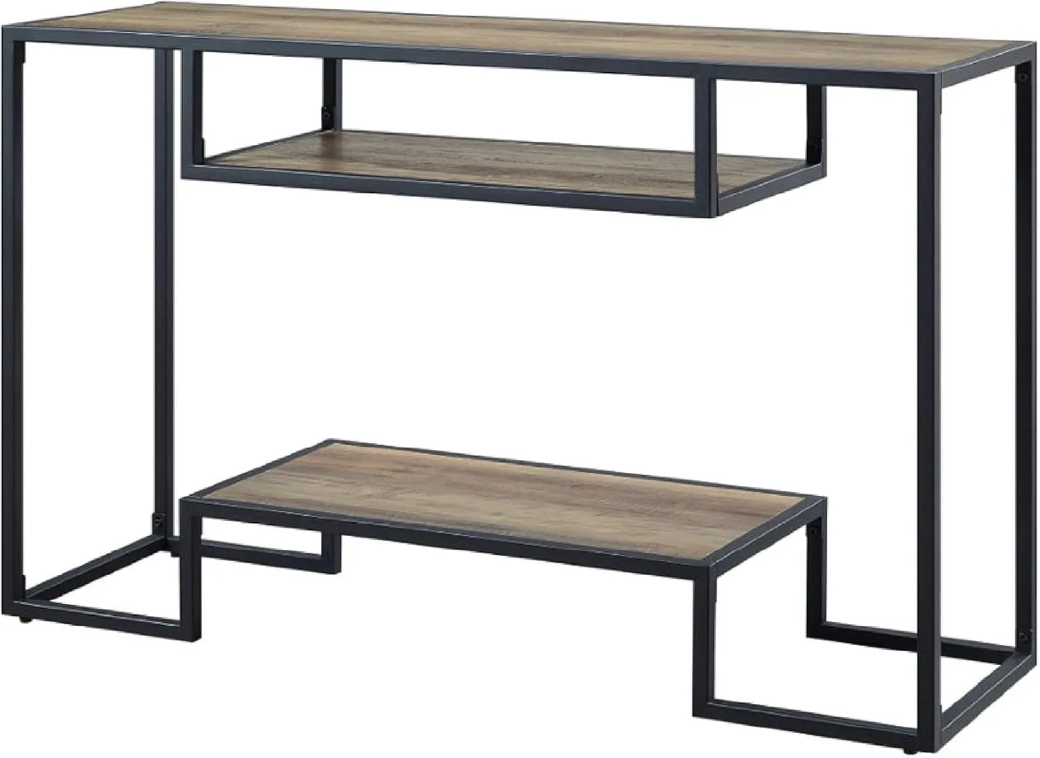 Benjara Lea 48 Inch Wood Sideboard Sofa Table, Grain Details, Metal, Brown