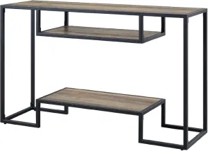 Benjara Lea 48 Inch Wood Sideboard Sofa Table, Grain Details, Metal, Brown