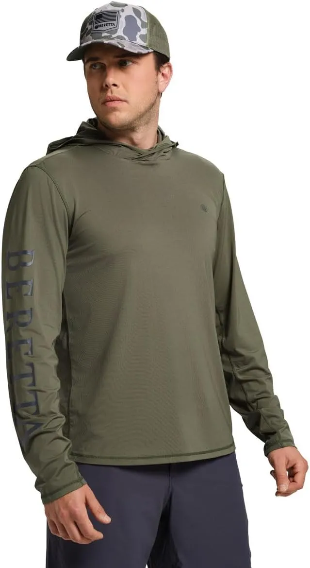 Beretta Men's Keys Flex Breathable Quick Dry UPF 50  Sun Protection Casual Outdoor Active Long Sleeve Performance Hoodie