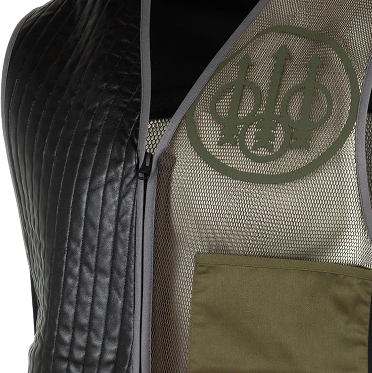 Beretta Men's Sporting EVO Vest - Breathable Mesh Full Zip Shooting Vest w/Eco Leather Shooting Patch & Double Front Pockets