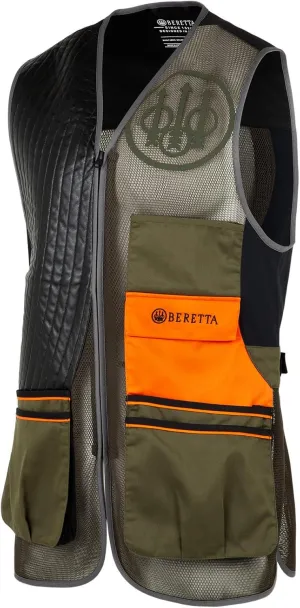 Beretta Men's Sporting EVO Vest - Breathable Mesh Full Zip Shooting Vest w/Eco Leather Shooting Patch & Double Front Pockets