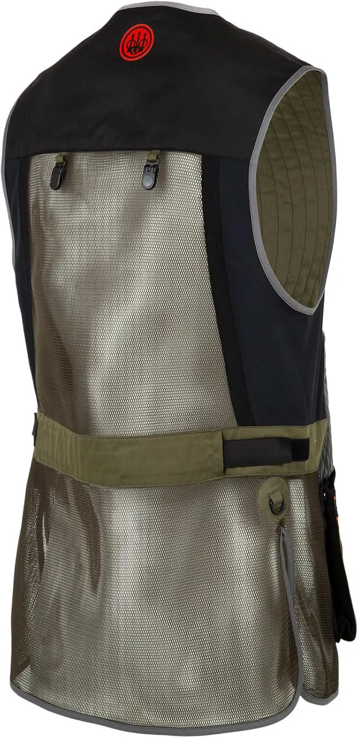 Beretta Men's Sporting EVO Vest - Breathable Mesh Full Zip Shooting Vest w/Eco Leather Shooting Patch & Double Front Pockets