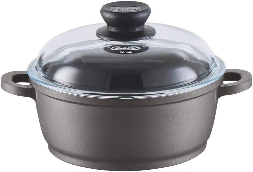 Berndes 071206 Cooking Pot with Glass Lid, Aluminium, Black, 20.0 x 20.0 x 8.5 cm