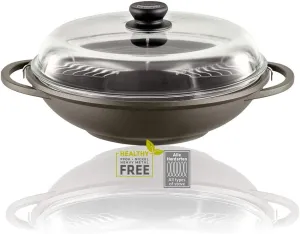 Berndes Classics Bonanza Induction Wok with Glass lid and Accessories, aluminium, 5.5 liters, Black