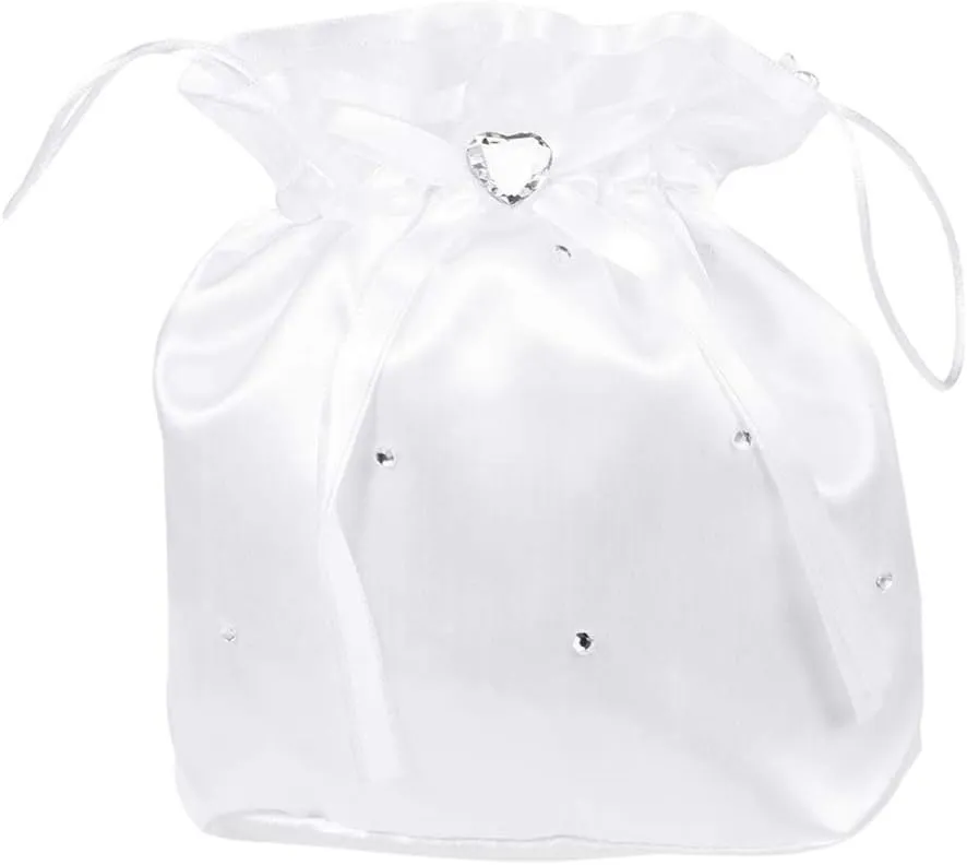 BESTOYARD Wedding Bags Satin Money Bag Bridal Bridesmaid Dolly Bag Handbag (White)