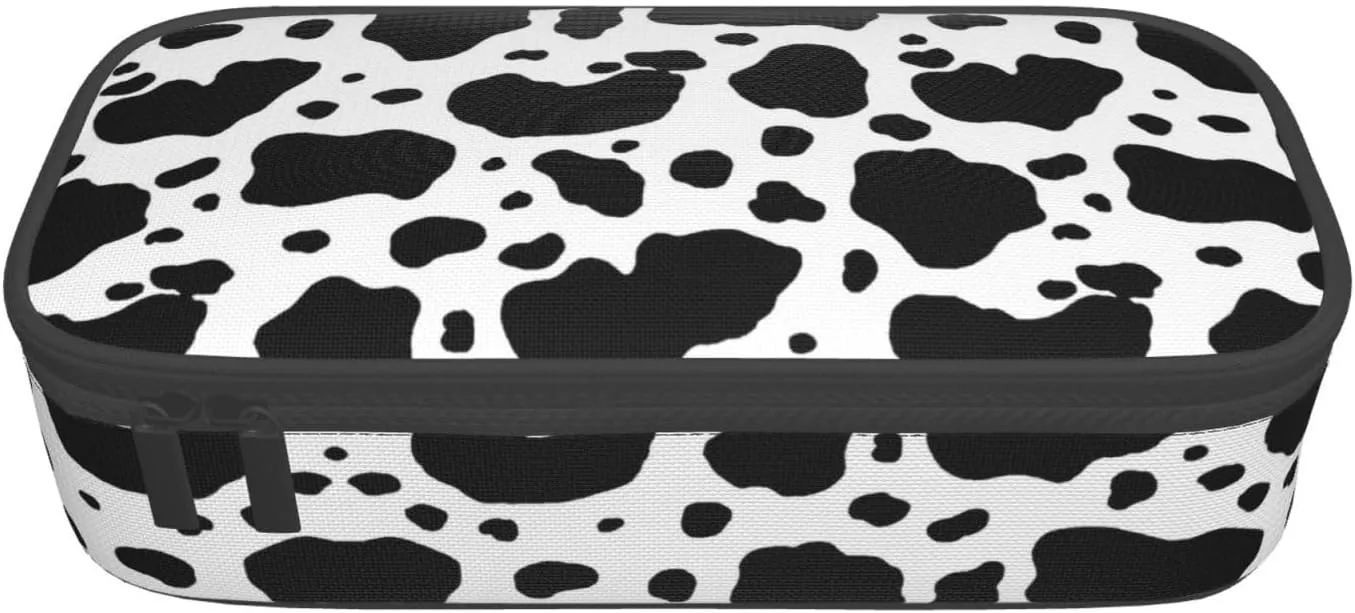 Big Capacity Soft Bag Fashion Multiple Compartment Pockets Fabric Pouch Multifunctional Storage Bag Suitble Office Desktop Daily Travel Cow Stripe