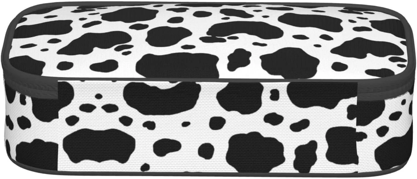 Big Capacity Soft Bag Fashion Multiple Compartment Pockets Fabric Pouch Multifunctional Storage Bag Suitble Office Desktop Daily Travel Cow Stripe
