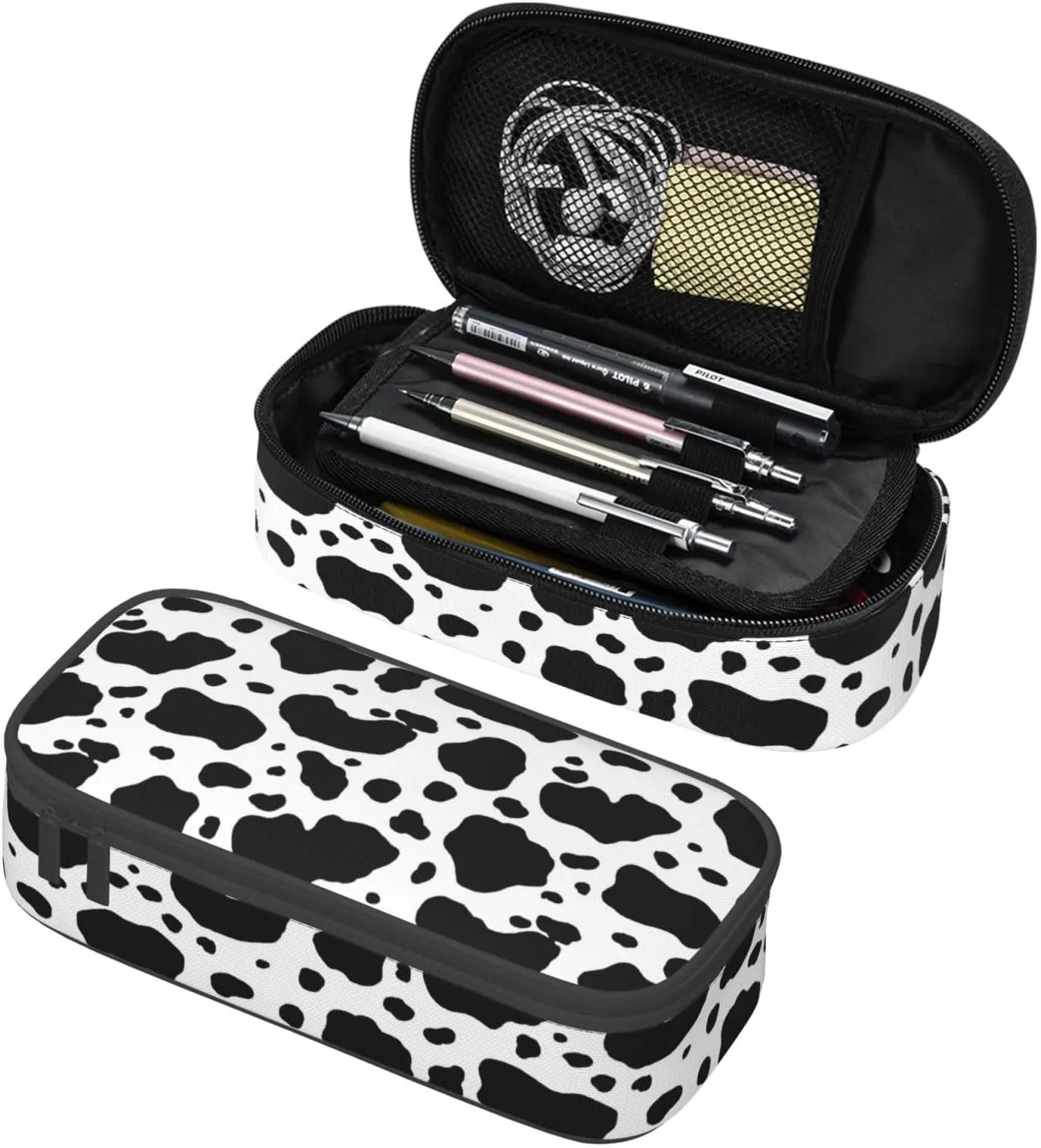 Big Capacity Soft Bag Fashion Multiple Compartment Pockets Fabric Pouch Multifunctional Storage Bag Suitble Office Desktop Daily Travel Cow Stripe
