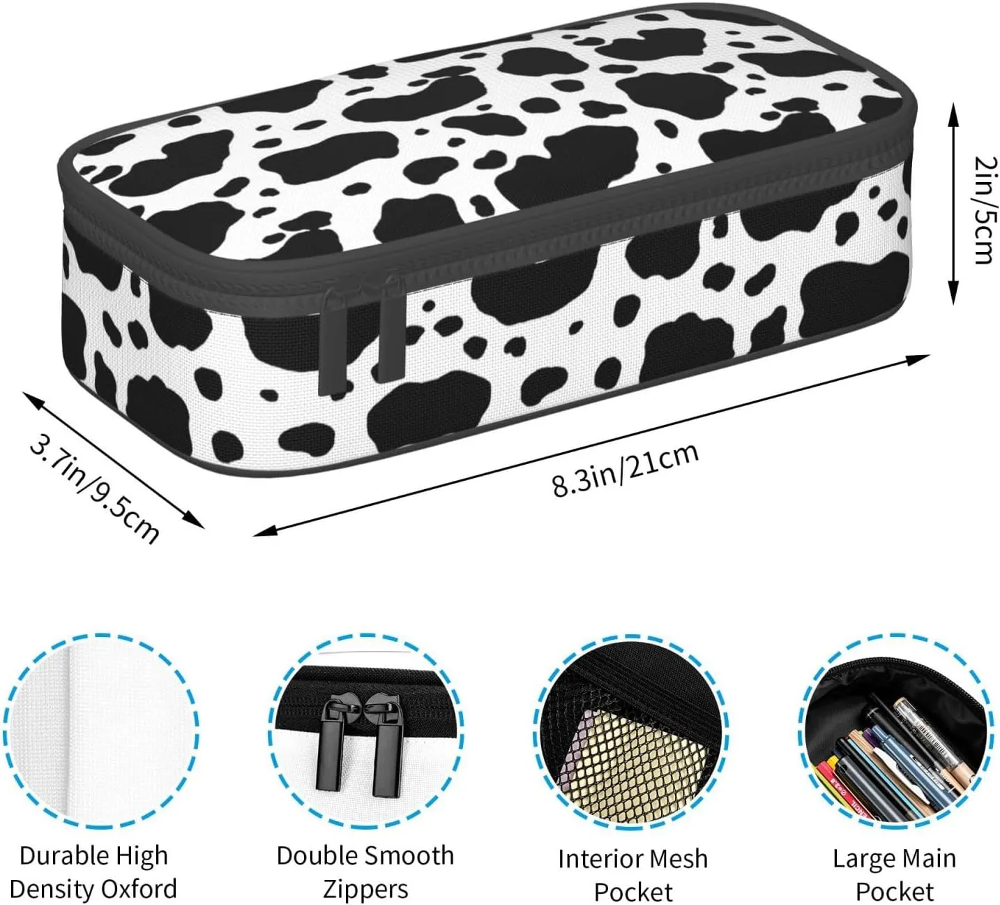 Big Capacity Soft Bag Fashion Multiple Compartment Pockets Fabric Pouch Multifunctional Storage Bag Suitble Office Desktop Daily Travel Cow Stripe