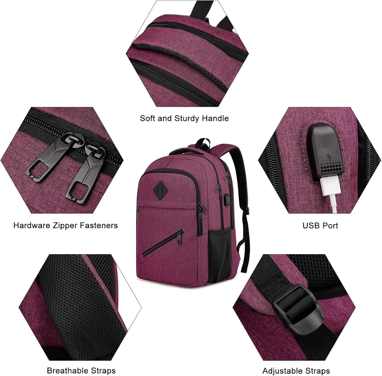 BIKROD Backpack for Girls Women, School Backpack for Teen Boys, Lightweight Casual High School Bookbag, Daily-use Travel Laptop Backpack with USB Charging Port Fits 15.6 Inch Notebook