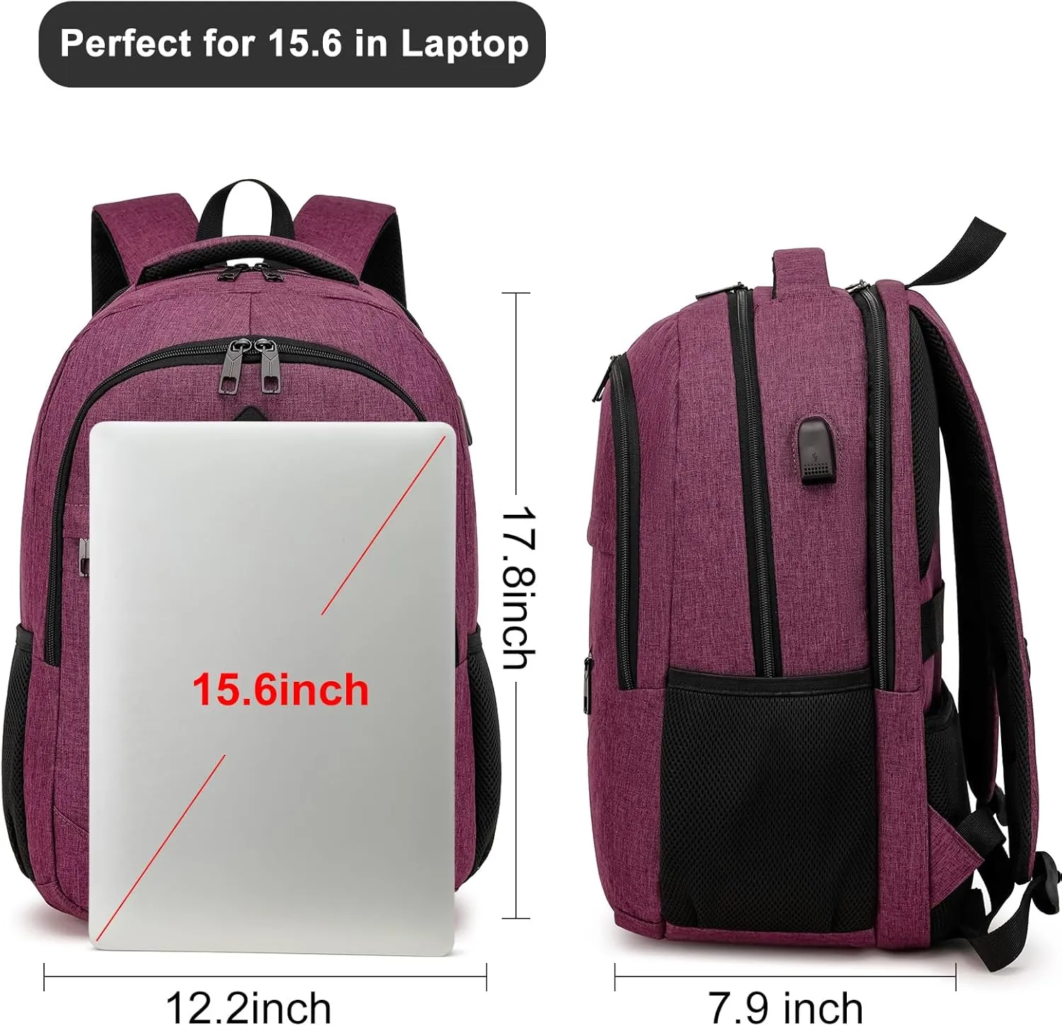 BIKROD Backpack for Girls Women, School Backpack for Teen Boys, Lightweight Casual High School Bookbag, Daily-use Travel Laptop Backpack with USB Charging Port Fits 15.6 Inch Notebook