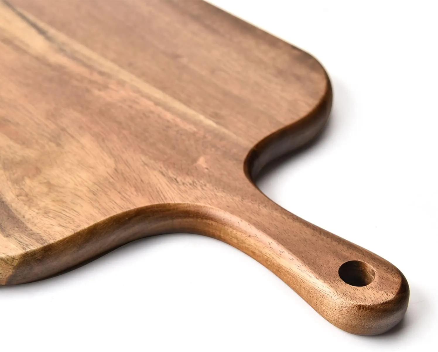 BILL.F Acacia Wood Cutting Board with Handle Wooden Charcuterie Board Paddle Cheese Board Serving Boards for Kitchen Meat, Pizza,Cheese, Bread, Vegetables &Fruits 15'' x 7.5'' x 0.6''