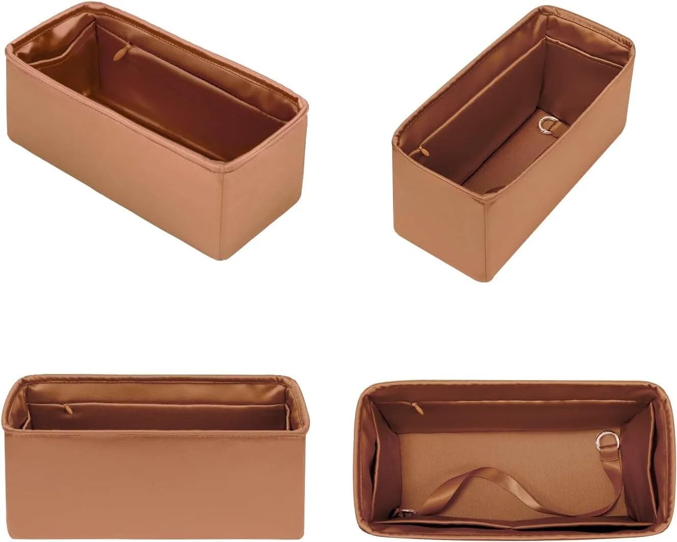 Birkin 25 Insert with Zipper, Purse Organizer Insert Compatible with Hermes Birkin Bag, Silk Bag Organizer for Birkin 25, Lightweight and Soft Touch (BK25 with Zipper, Gold)