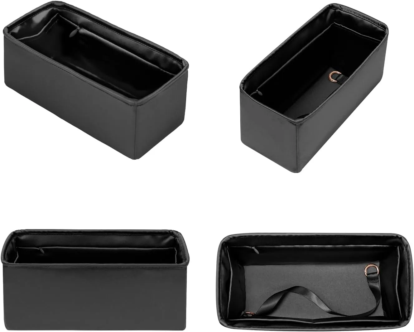 Birkin 30 Bag Insert with Zipper, Purse Organizer Insert Compatible with Hermes Birkin Bag, Silk Bag Organizer for Birkin 30, Lightweight and Soft Touch (BK30 with Zipper, Black)