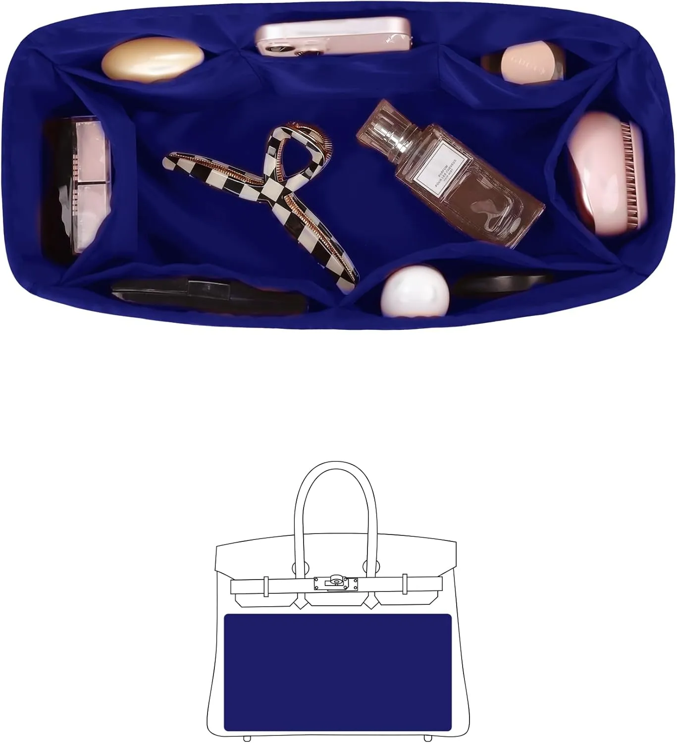 BK30 Bag Shaper Insert, Handbag Organizers for Inside Purse, Silky Bag Shaper for BK Bags, 114 Color Options (Blue electric, Birkin30)
