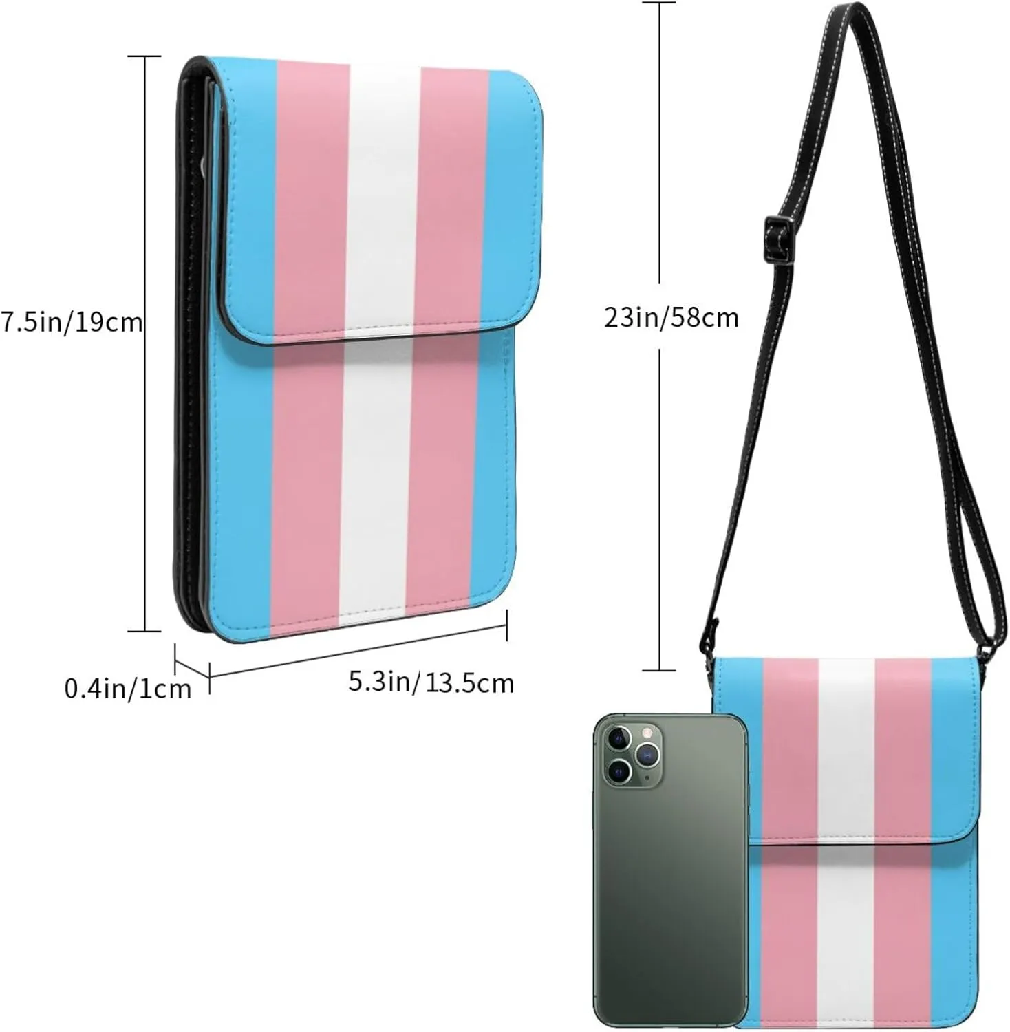 Black and White Cow Print Leather Crossbody Cell Phone Purse Small Wallet Bags Adjustable Phone Bag for Women