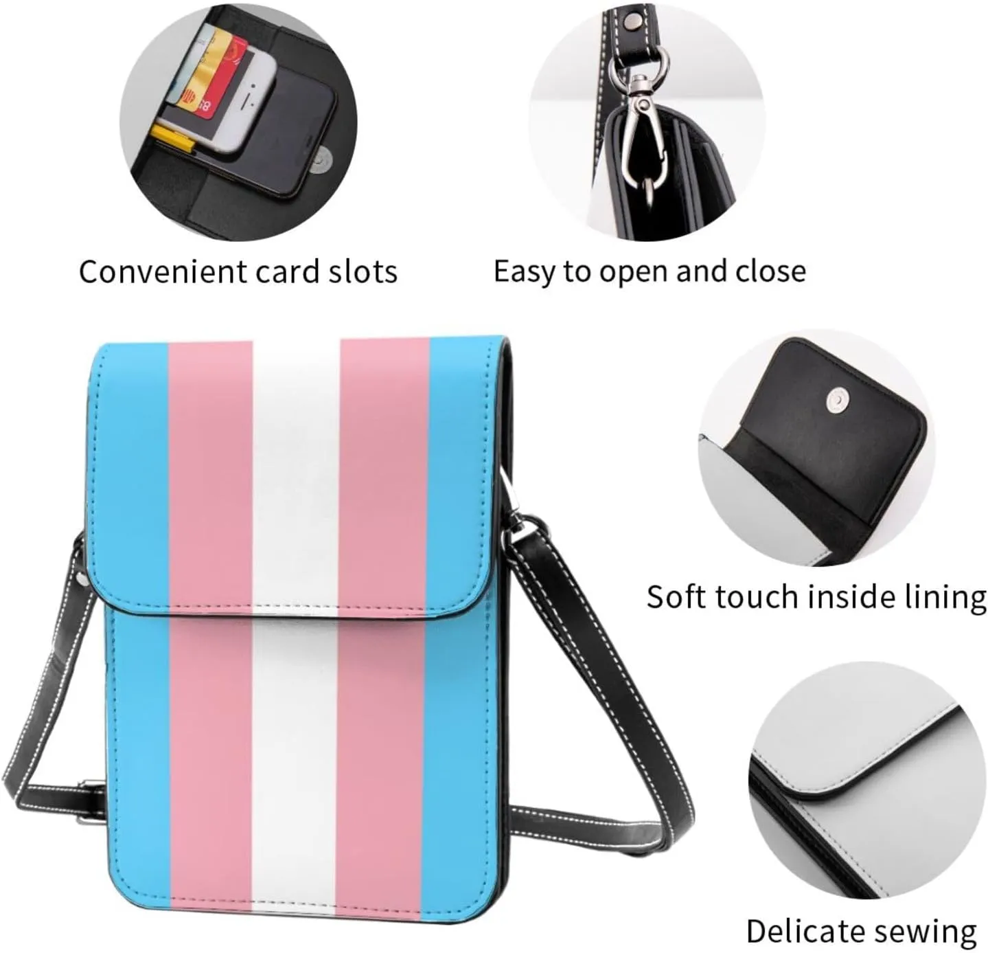 Black and White Cow Print Leather Crossbody Cell Phone Purse Small Wallet Bags Adjustable Phone Bag for Women