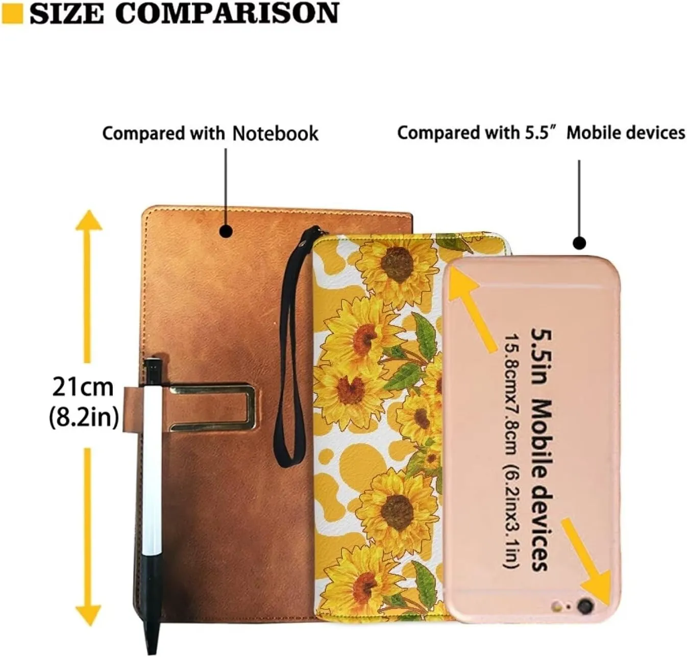 Black Cat Floral Wallets for Women Travel Clutch Organizer Leather Zipper Card Holder Purse with Wristlet Strap
