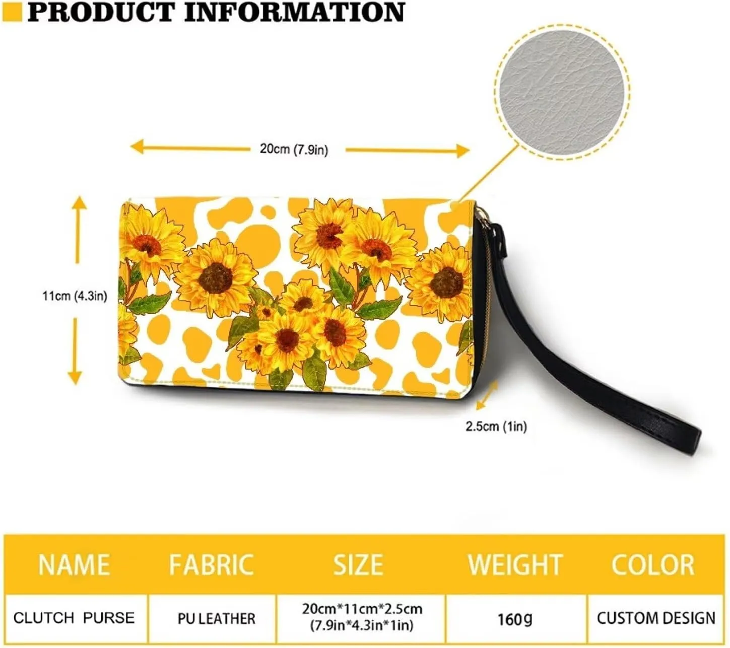 Black Cat Floral Wallets for Women Travel Clutch Organizer Leather Zipper Card Holder Purse with Wristlet Strap